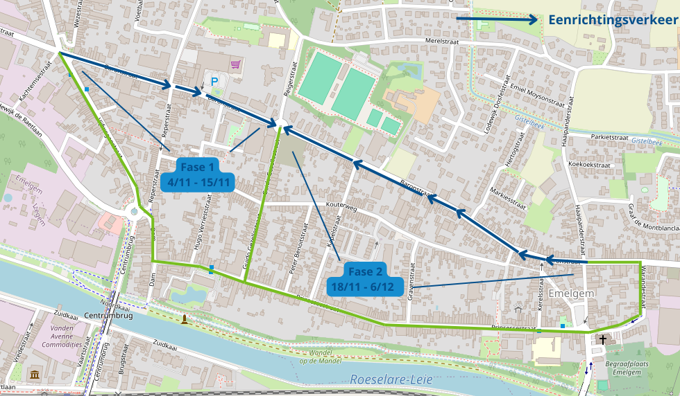 Omleiding werken Baronstraat 